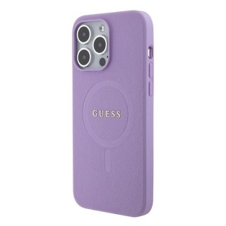 Etui na telefon iPhone 15 Pro Max Guess Saffiano MagSafe fioletowe