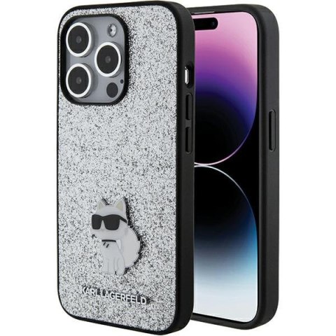 Etui na telefon iPhone 15 Pro Max Karl Lagerfeld Choupette Srebrne