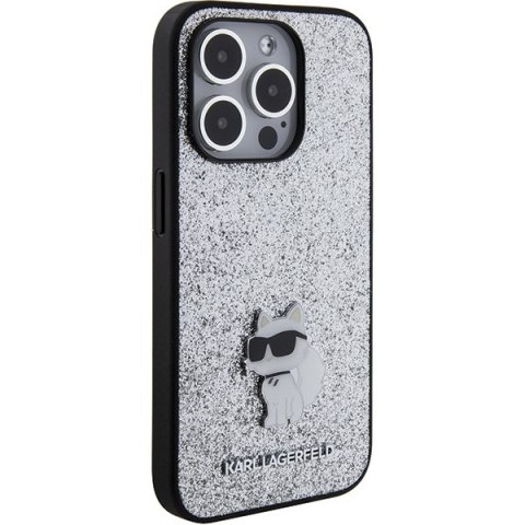 Etui na telefon iPhone 15 Pro Max Karl Lagerfeld Choupette Srebrne