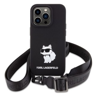 Etui na telefon iPhone 15 Pro Max Karl Lagerfeld Choupette czarne silikonowe