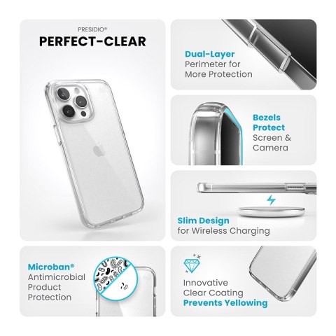 Etui na telefon iPhone 15 Pro Max Speck Presidio Perfect-Clear przezroczyste