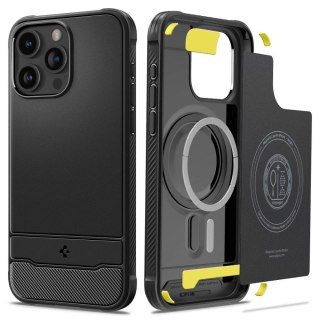 Etui na telefon iPhone 15 Pro Max Spigen Rugged Armor MagSafe czarne