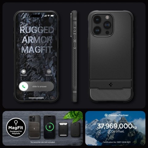 Etui na telefon iPhone 15 Pro Max Spigen Rugged Armor MagSafe czarne