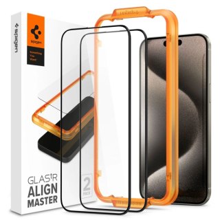 Szkło hartowane Spigen GLAS.tR AlignMaster FC Apple iPhone 15 Pro Max Black [2 PACK]