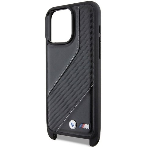 Etui iPhone 15 Pro Max BMW czarne hardcase M Edition Carbon Stripe & Strap