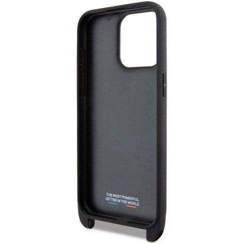 Etui iPhone 15 Pro Max BMW czarne hardcase M Edition Carbon Stripe & Strap