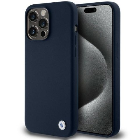 Etui na telefon iPhone 15 Pro Max BMW granatowe hardcase silikonowe