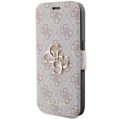 Etui na telefon iPhone 15 Pro Max Guess różowy book 4G Metal Logo