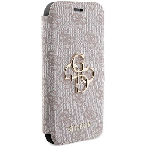 Etui na telefon iPhone 15 Pro Max Guess różowy book 4G Metal Logo