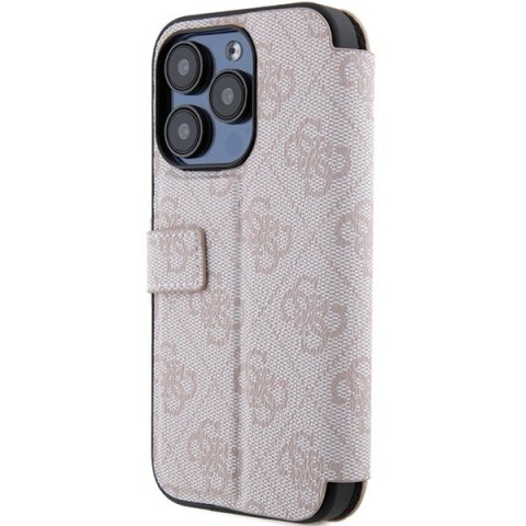 Etui na telefon iPhone 15 Pro Max Guess różowy book 4G Metal Logo