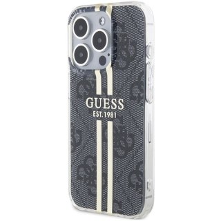 Etui na telefon iPhone 15 Pro Max Guess IML 4G Gold Stripe czarne