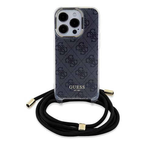 Etui na telefon iPhone 15 Pro Max Guess Crossbody Cord 4G Print czarne