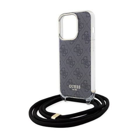 Etui na telefon iPhone 15 Pro Max Guess Crossbody Cord 4G Print czarne