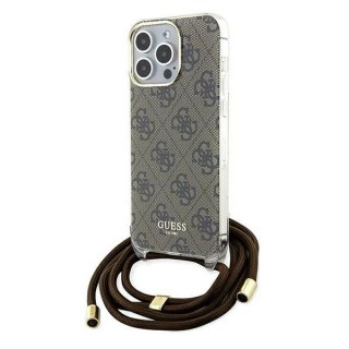 Etui na telefon iPhone 15 Pro Max Guess Crossbody Cord 4G Print brązowe