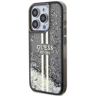 Etui na telefon iPhone 15 Pro Max Guess Liquid Glitter Gold Stripes