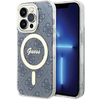 Etui na telefon iPhone 15 Pro Max Guess IML 4G MagSafe niebieskie