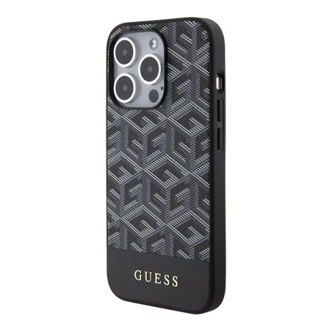 Etui na telefon iPhone 15 Pro Max Guess GCube Stripes MagSafe czarne