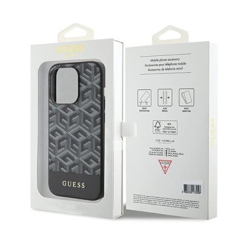 Etui na telefon iPhone 15 Pro Max Guess GCube Stripes MagSafe czarne