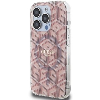 Etui na telefon iPhone 15 Pro Max Guess IML GCube MagSafe różowe