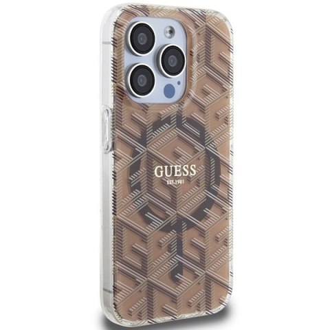 Etui na telefon iPhone 15 Pro Max Guess IML MagSafe brązowe GCube