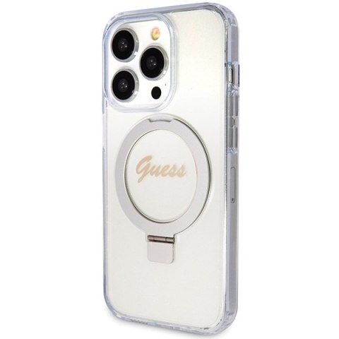 Etui na telefon iPhone 15 Pro Max Guess Ring Stand MagSafe przezroczyste