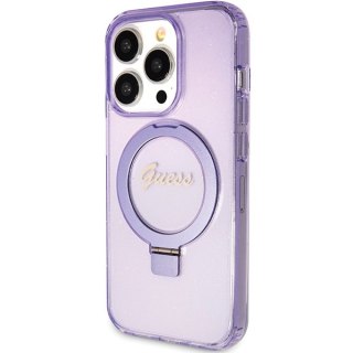 Etui na telefon iPhone 15 Pro Max Guess Ring Stand MagSafe fioletowe