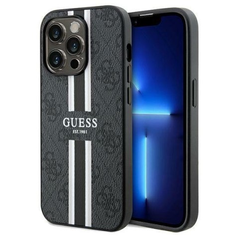 Etui na telefon iPhone 15 Pro Max Guess 4G MagSafe czarne paski