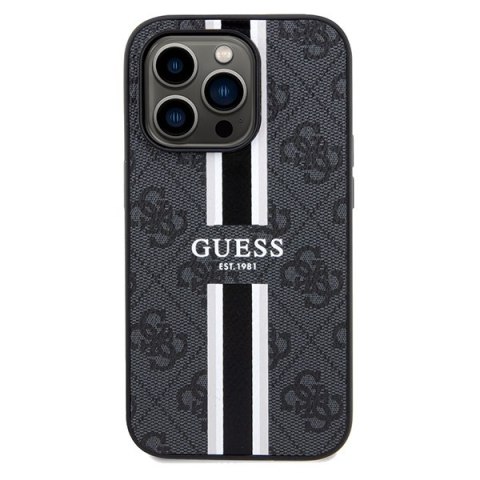 Etui na telefon iPhone 15 Pro Max Guess 4G MagSafe czarne paski