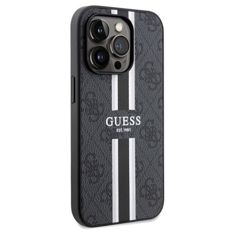 Etui na telefon iPhone 15 Pro Max Guess 4G MagSafe czarne paski