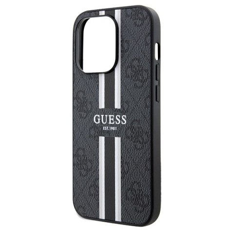 Etui na telefon iPhone 15 Pro Max Guess 4G MagSafe czarne paski