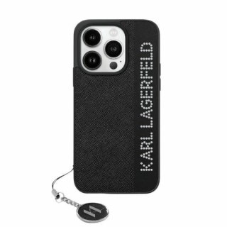 Etui na telefon iPhone 15 Pro Max Karl Lagerfeld czarne Saffiano Rhinestones