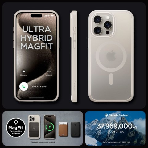 Etui na telefon iPhone 15 Pro Max Spigen Ultra Hybrid MagSafe tytan