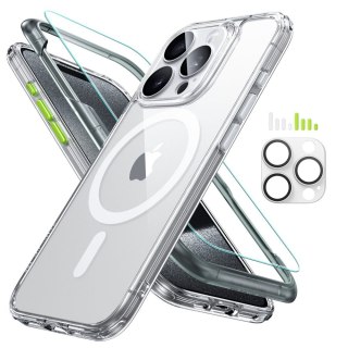 Zestaw etui + szkło na ekran + osłona na obiektyw ESR Classic Pro Set Halolock MagSafe Apple iPhone 15 Pro Max Clear