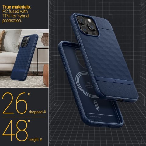 Etui na telefon iPhone 15 Pro Caseology Midnight Blue - eleganckie i trwałe