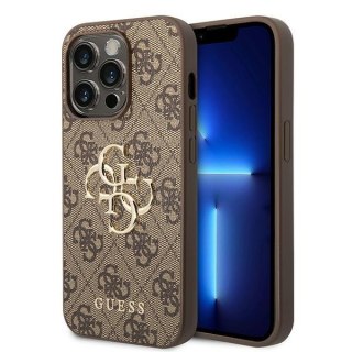 Etui na telefon iPhone 15 Pro Guess brązowe hard case 4G Big Metal Logo