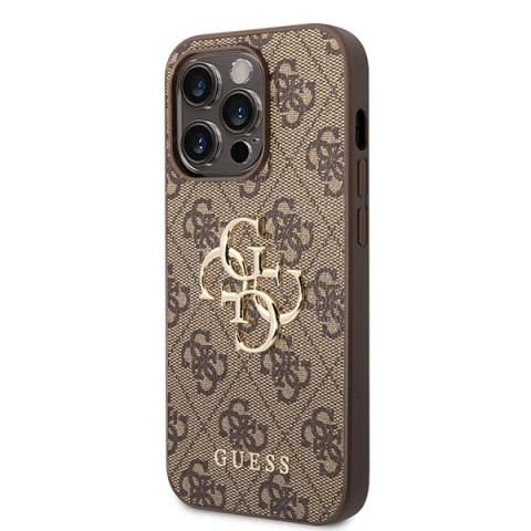 Etui na telefon iPhone 15 Pro Guess brązowe hard case 4G Big Metal Logo