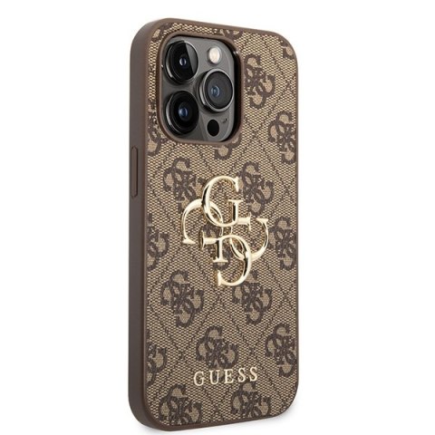 Etui na telefon iPhone 15 Pro Guess brązowe hard case 4G Big Metal Logo