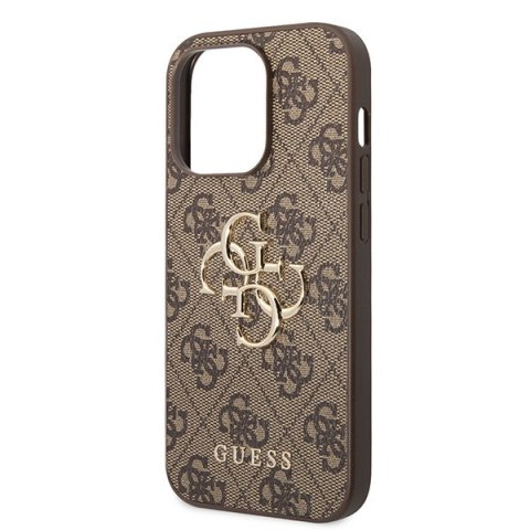 Etui na telefon iPhone 15 Pro Guess brązowe hard case 4G Big Metal Logo