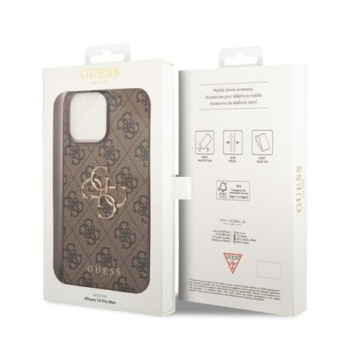 Etui na telefon iPhone 15 Pro Guess brązowe hard case 4G Big Metal Logo