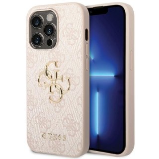 Etui na telefon iPhone 15 Pro Guess różowe hard case z logo 4G