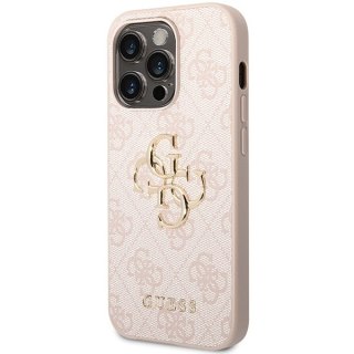 Etui na telefon iPhone 15 Pro Guess różowe hard case z logo 4G