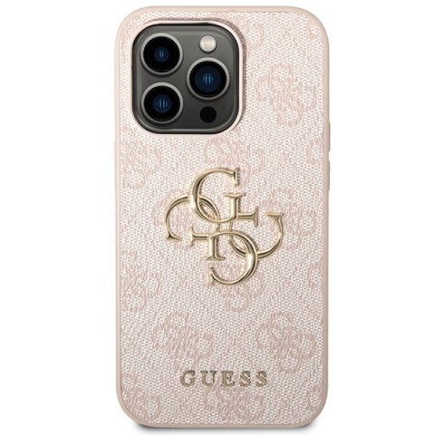 Etui na telefon iPhone 15 Pro Guess różowe hard case z logo 4G