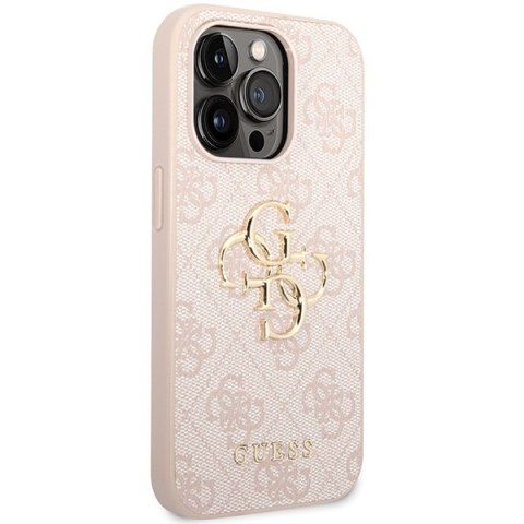 Etui na telefon iPhone 15 Pro Guess różowe hard case z logo 4G