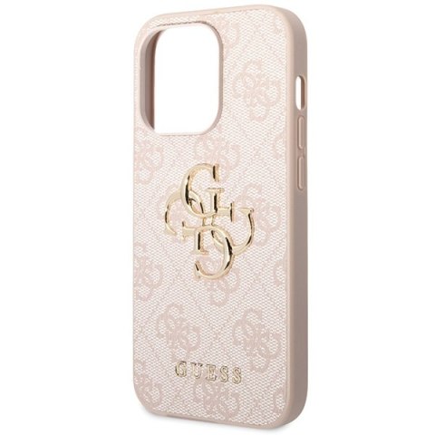 Etui na telefon iPhone 15 Pro Guess różowe hard case z logo 4G