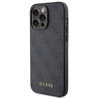 Etui na telefon iPhone 15 Pro Guess szare hard case 4G Metal Gold Logo