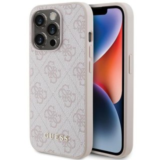 Etui na telefon iPhone 15 Pro Guess różowe hard case z logo 4G