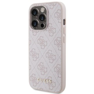 Etui na telefon iPhone 15 Pro Guess różowe hard case z logo 4G