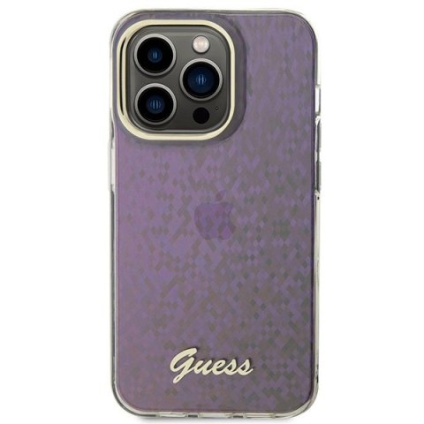 Etui na telefon iPhone 15 Pro Guess różowe hard case IML Disco Iridescent