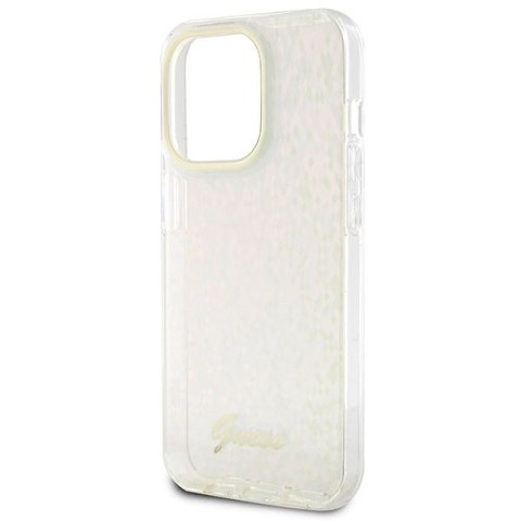 Etui na telefon iPhone 15 Pro Guess różowe hard case IML Disco Iridescent