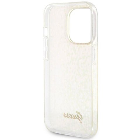 Etui na telefon iPhone 15 Pro Guess różowe hard case IML Disco Iridescent